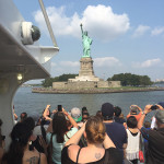 Riding the ferry to Liberty Island