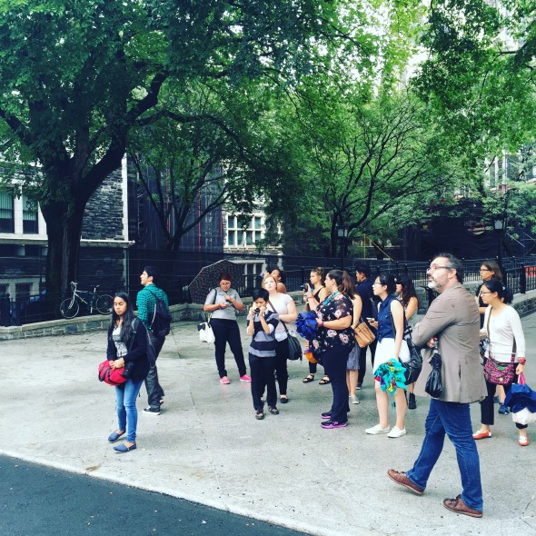 Week 3: We take a rainy tour of the City College of New York campus, courtesy of a graduate student of architecture.