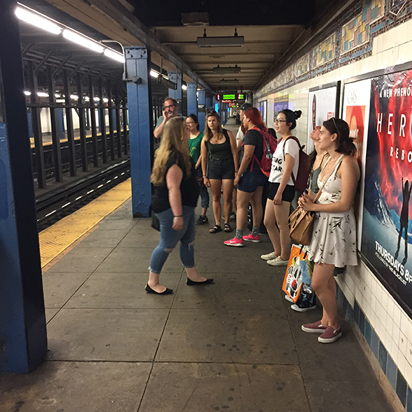 Week 2: Students wait for the L train to take us on our first field trip.