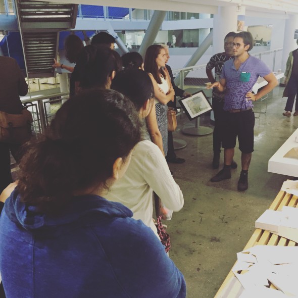 Week 3: Students talk with graduate architecture students at the Spitzer School of Architecture.